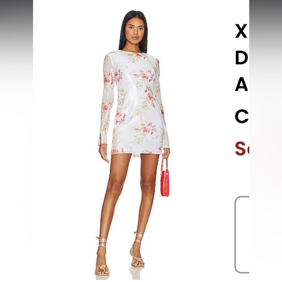 Amanda Uprichard X Revolve Ayla Mini Dress Sz S Small Sequin Floral Long Sleeve - Picture 7 of 7